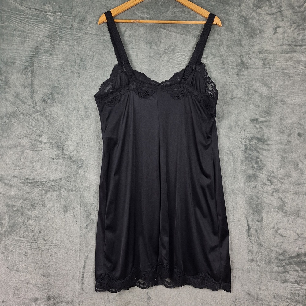 Womens Slip Dress 44 US 2X Black Lace Satin Whimsigoth Babydoll Y2K Fairy Grunge - Picture 6 of 8